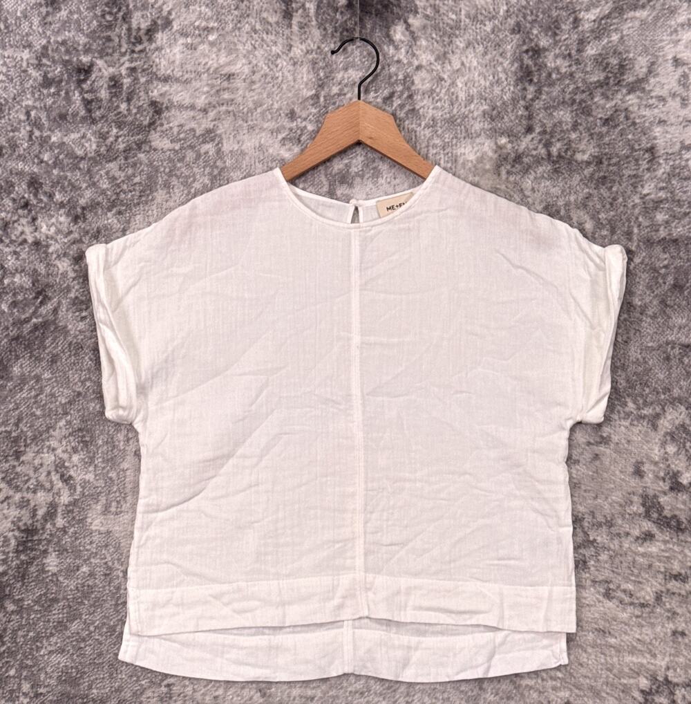 Me + Em Top 8 Womens 100% Cotton Gauze Short Sleeve Boxy Blouse